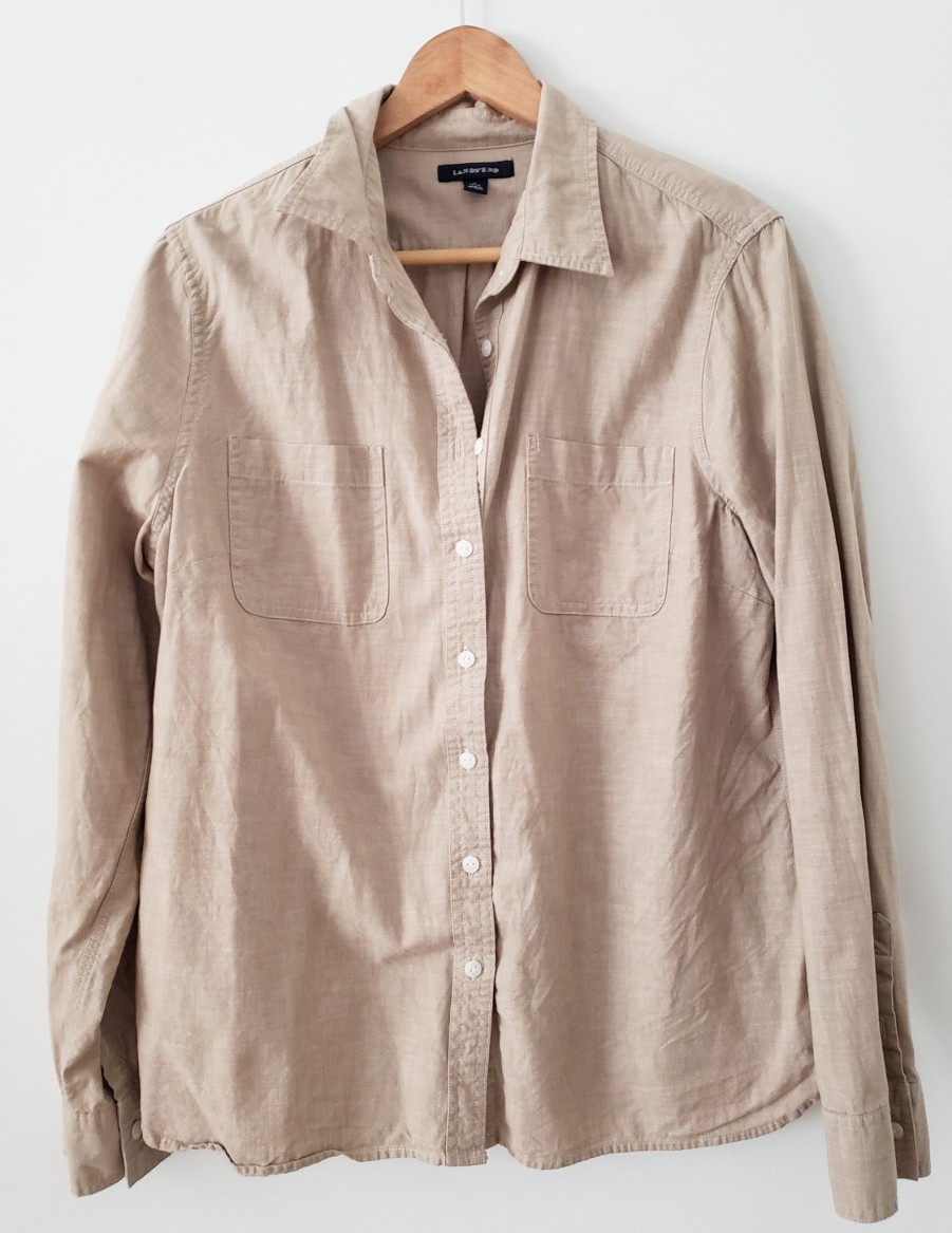 Curated Collections LANDS | Lands End Tan Linen Button Down