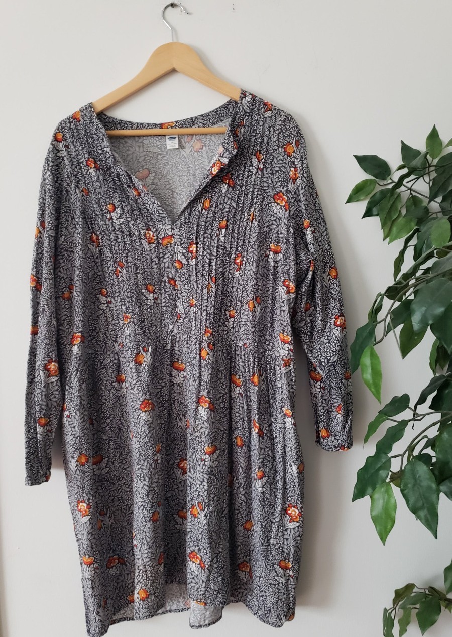 Curated Collections OLD | Old Navy Gray And Orange Floral Dress