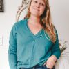 Curated Collections LANE | Lane Bryant Teal V-Neck Sweater