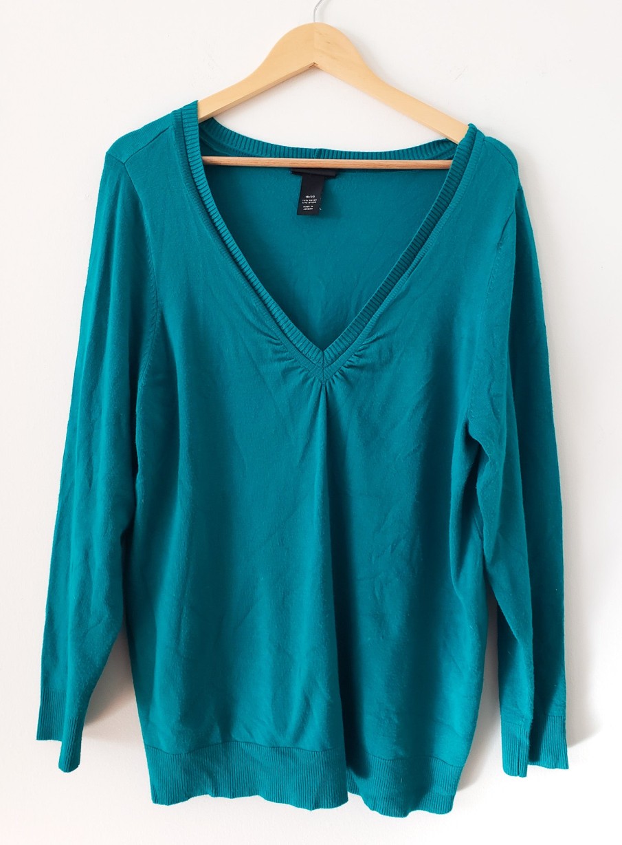 Curated Collections LANE | Lane Bryant Teal V-Neck Sweater