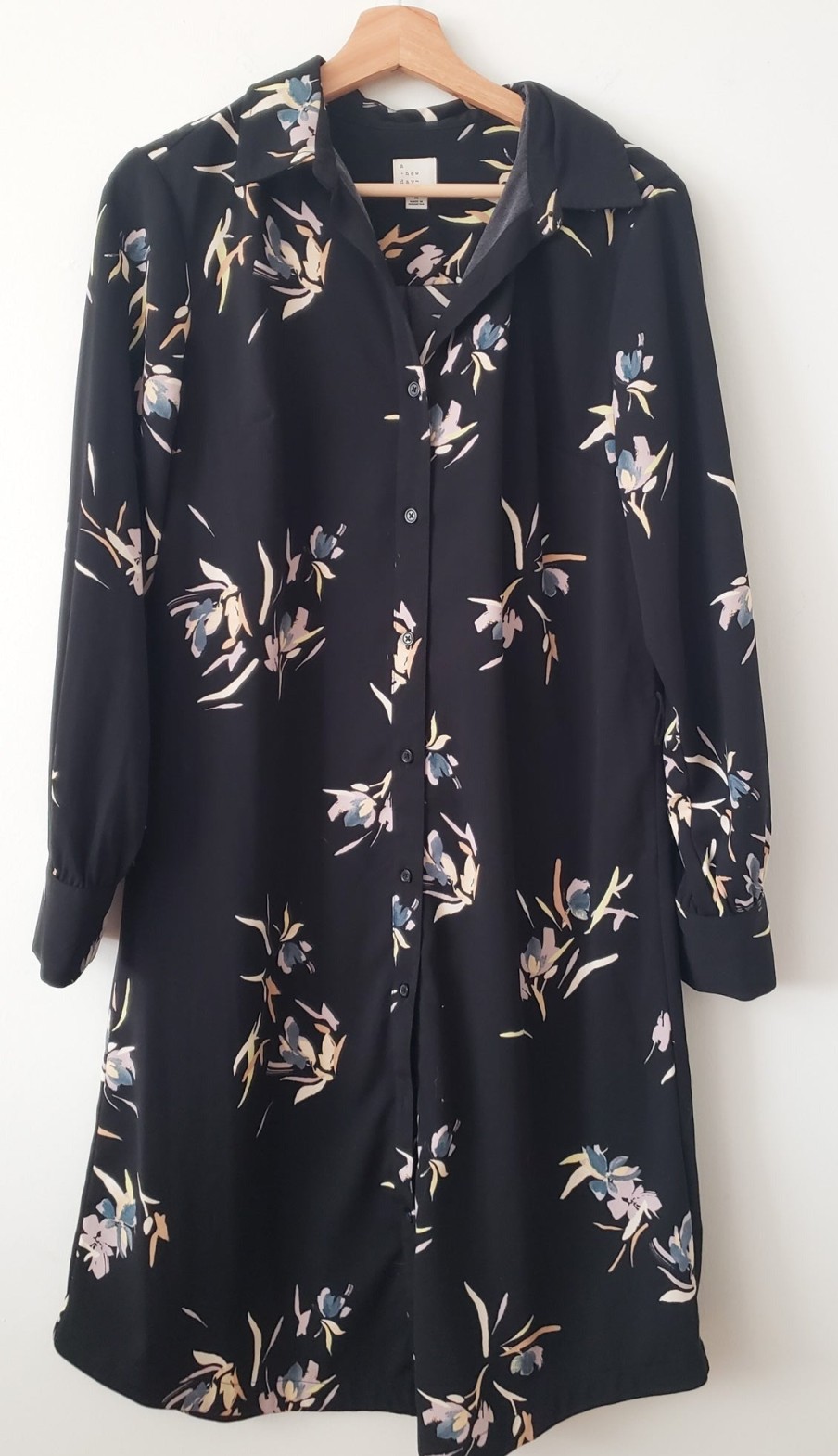 Curated Collections A | A New Day Black Floral Button Front Midi Dress