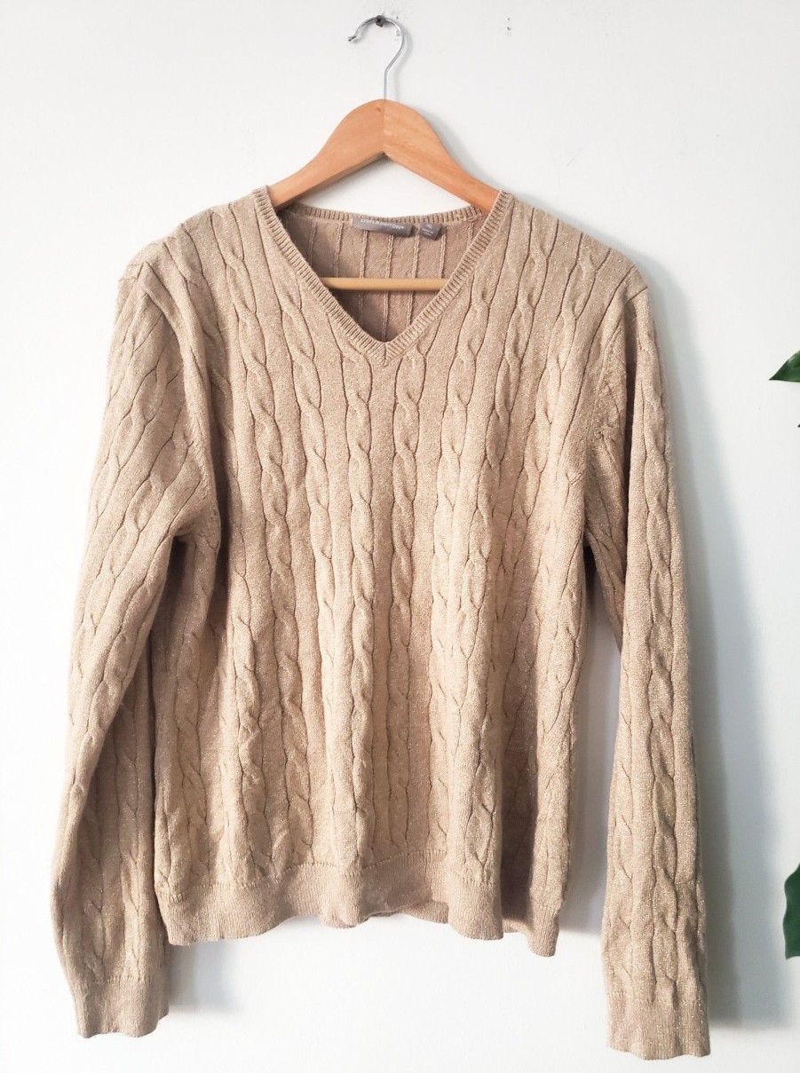 Curated Collections CROFT | Croft & Barrow Gold Cable Knit Sweater