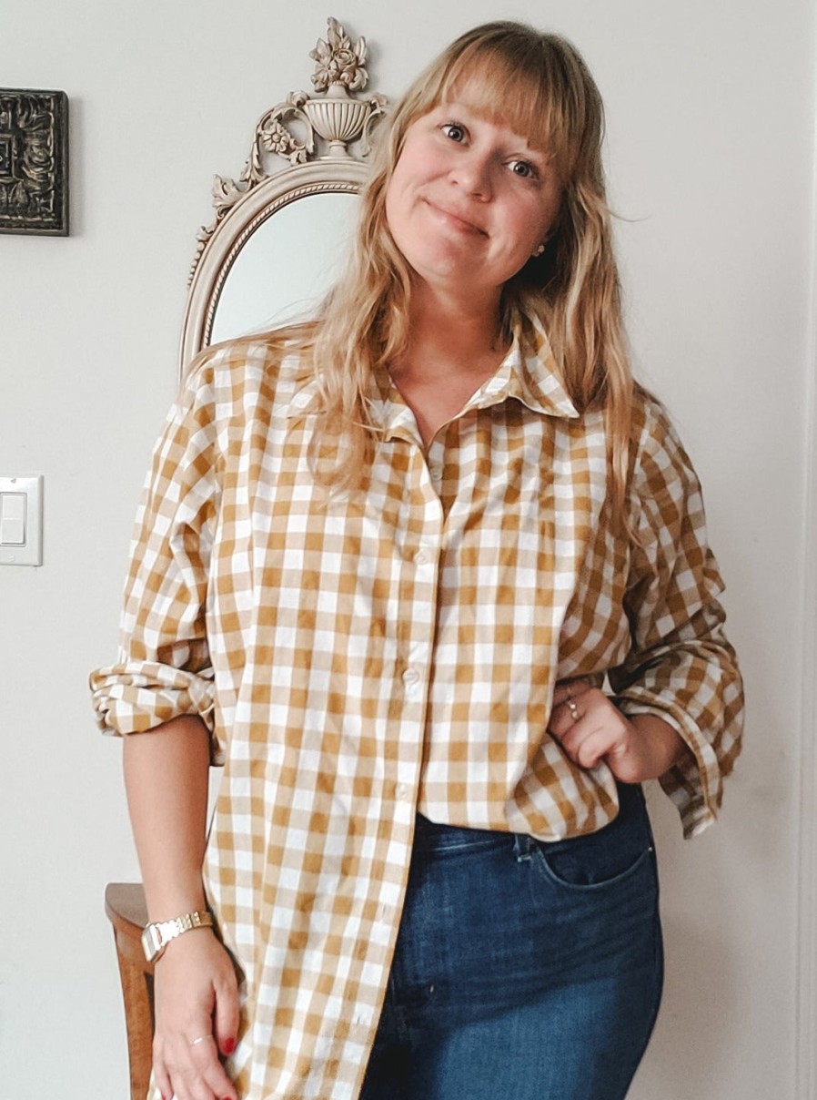 Curated Collections WOMAN | Woman Within Yellow Gingham Button Down