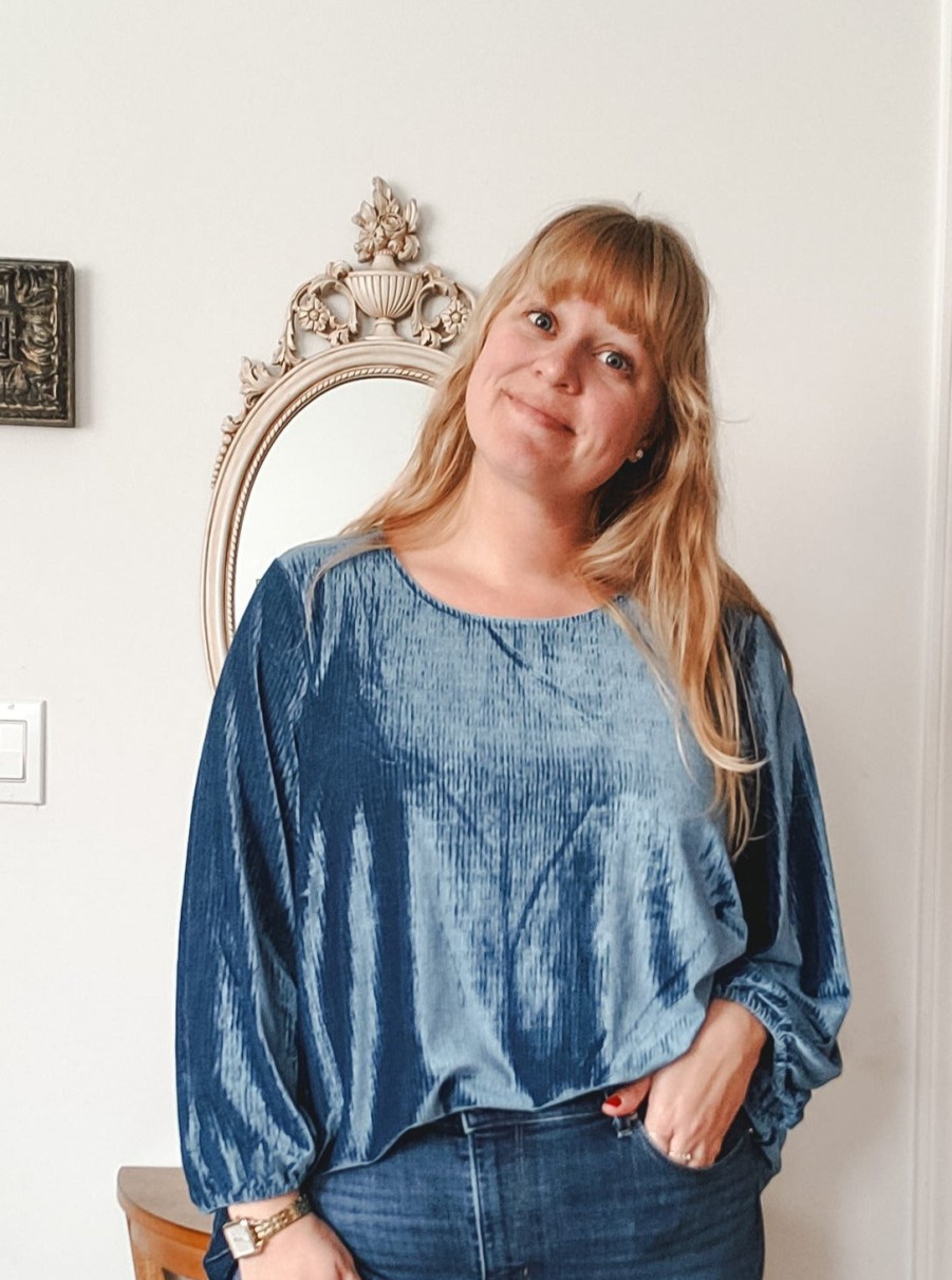 Curated Collections ADRIANNA | Adrianna Papell Blue Velvet Top