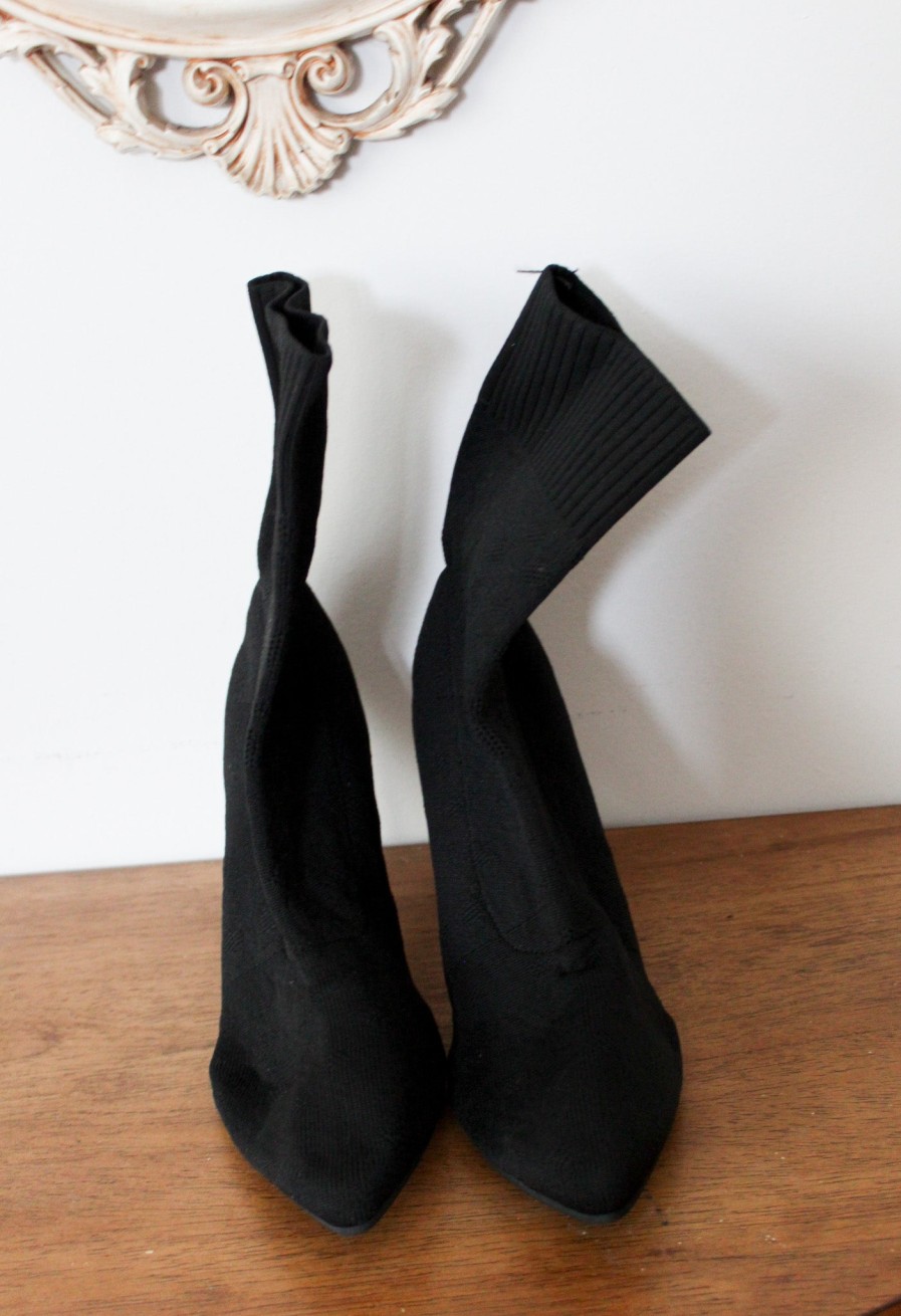 Curated Collections BLACK | Black Pull On Heeled Ankle Boots