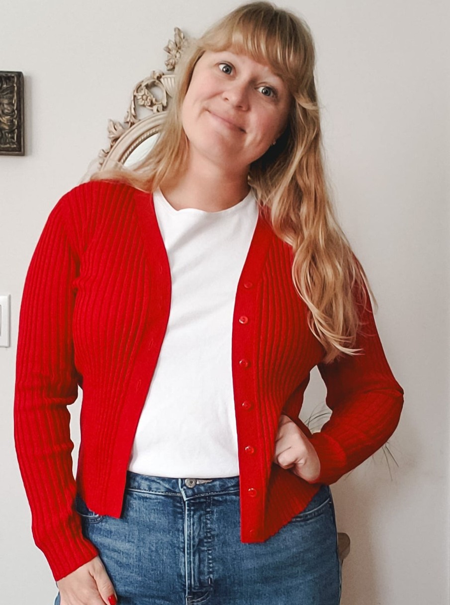 Curated Collections EXPRESS | Express Cherry Red Cardigan