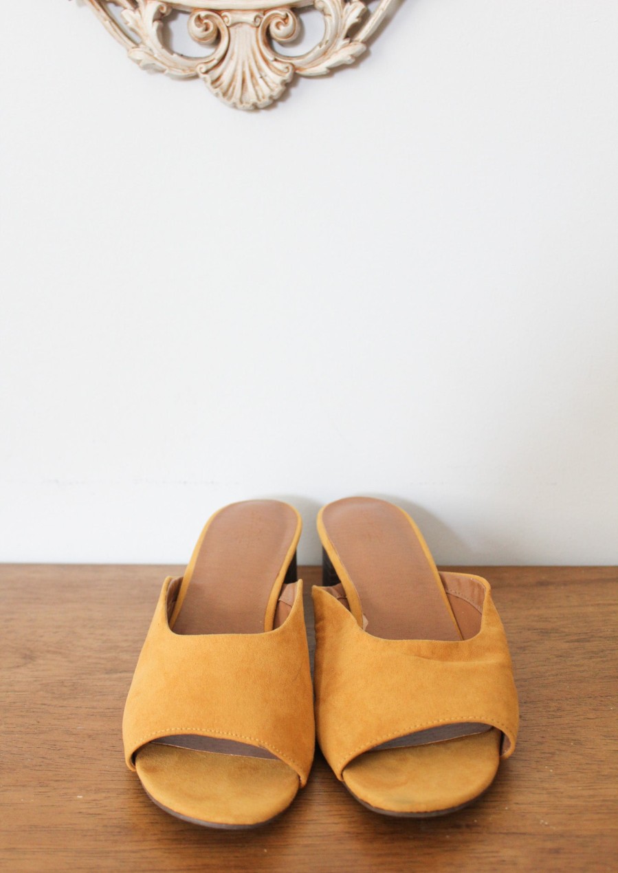 Curated Collections MUSTARD | Mustard Yellow Peep Toe Mule