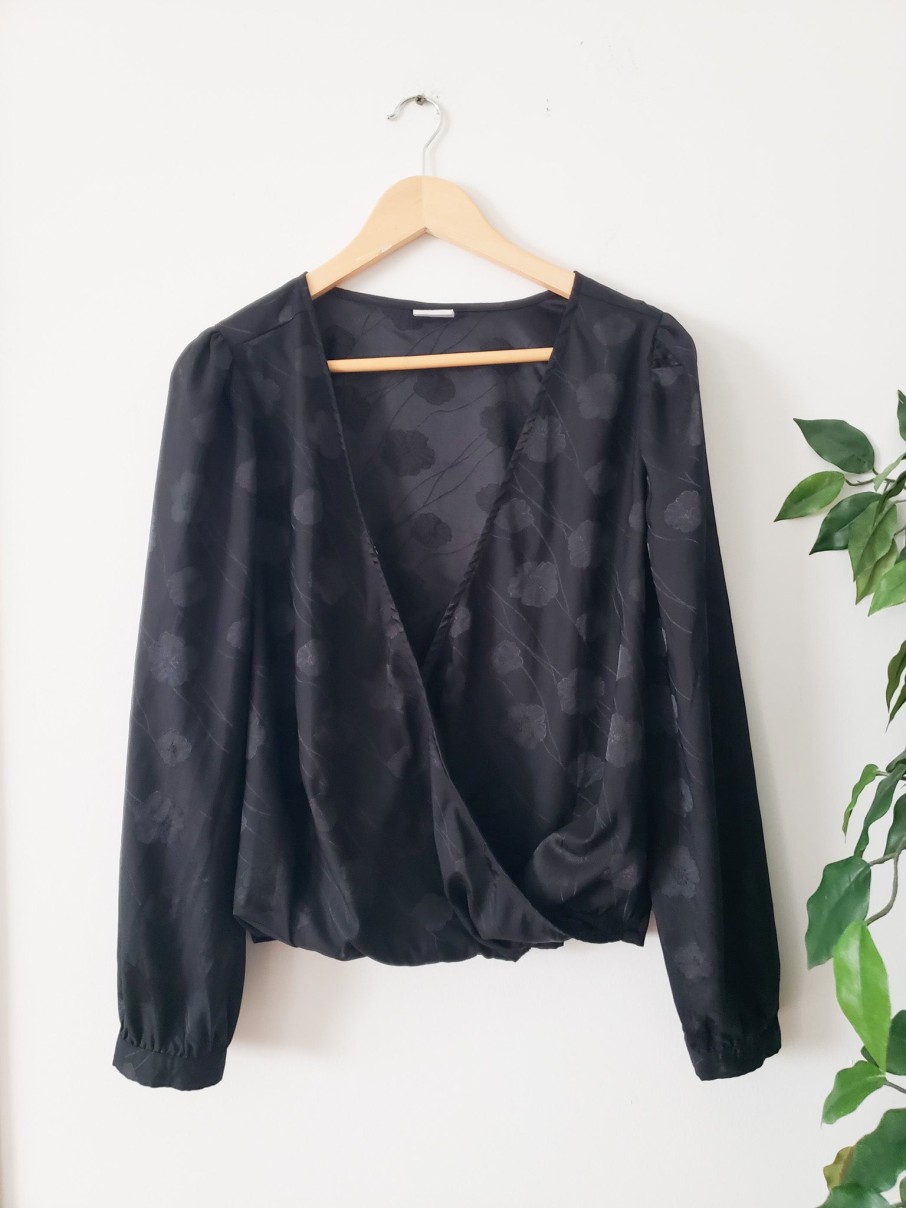 Curated Collections A | A New Day Black Wrap Floral Top