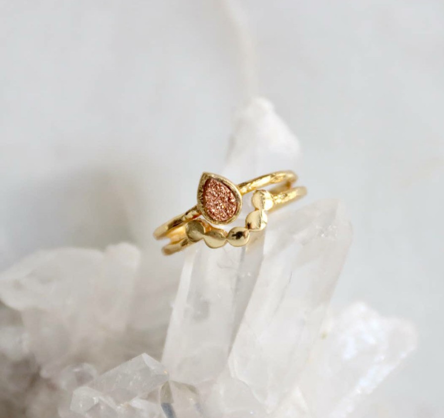 Jewelry Druzy | Druzy Teardrop Ring- Rose Gold