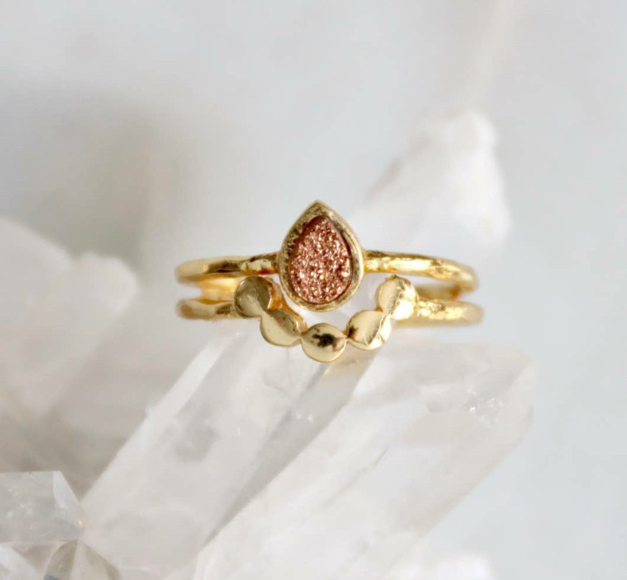 Jewelry Druzy | Druzy Teardrop Ring- Rose Gold