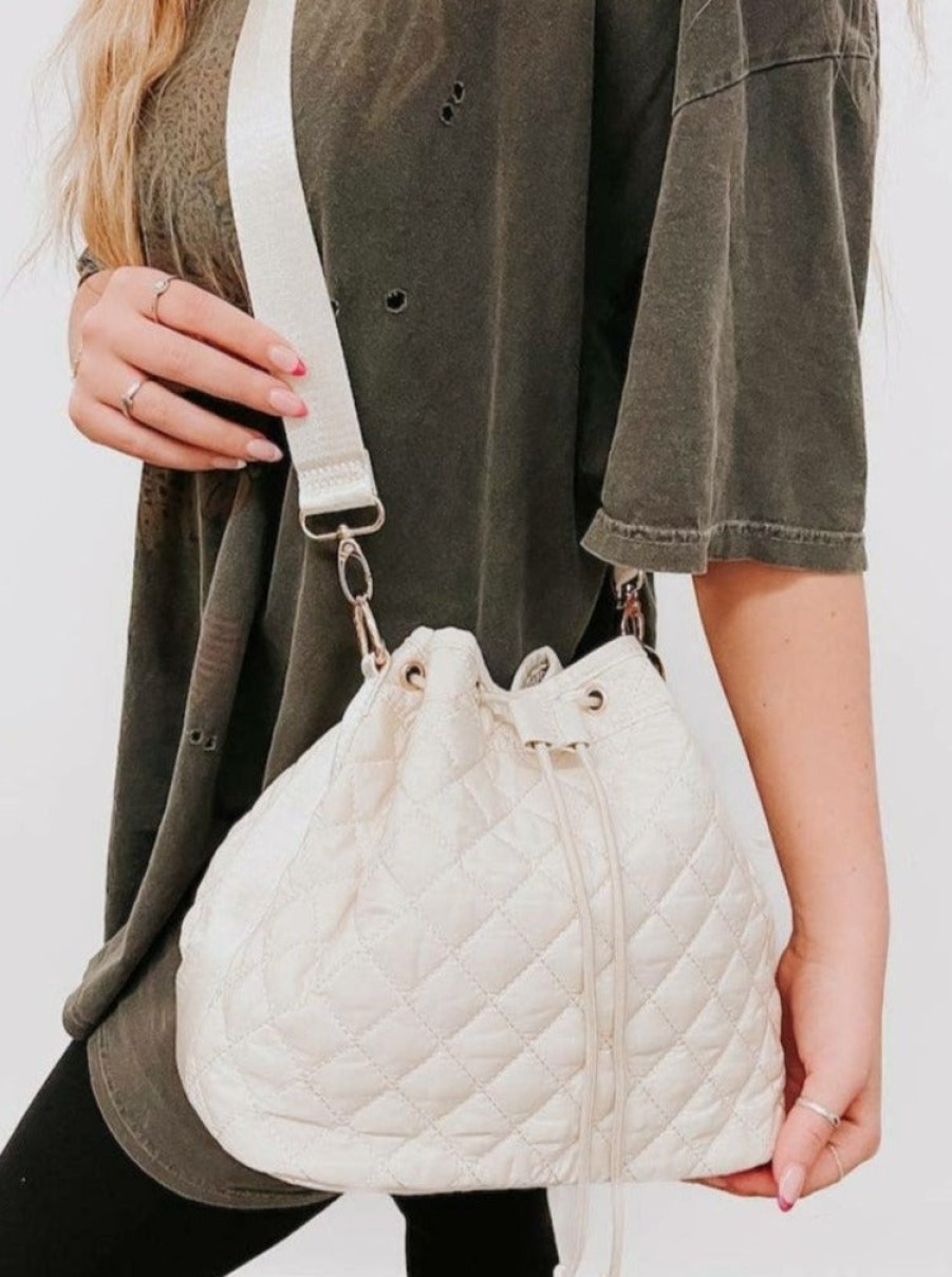 Accessories Quincy | Quincy Quilted Crossbody- Cream