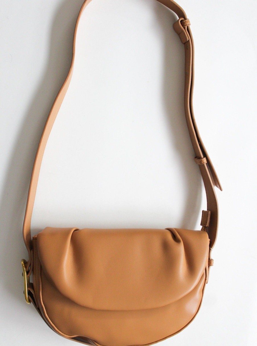 Accessories Fleur | Fleur Half Moon Crossbody- Tan